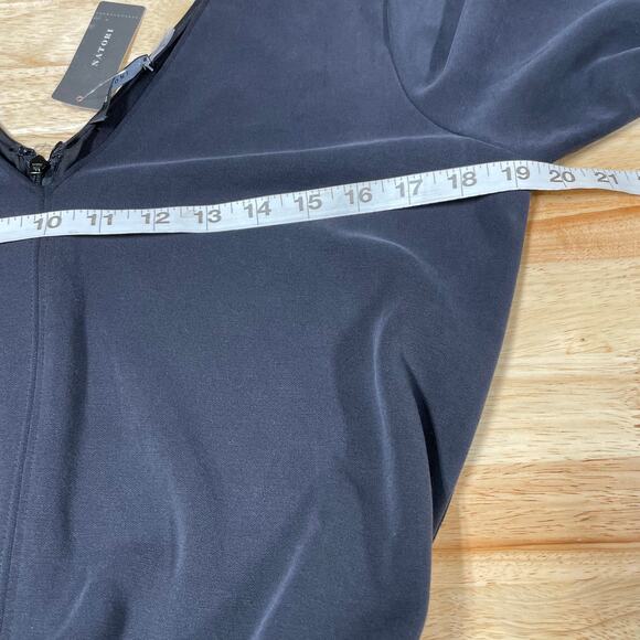 Natori NWT Mia Sanded Jersey Tie-Waist Jumpsuit Size M V-Neck V-Back Black Gray - Picture 6 of 9